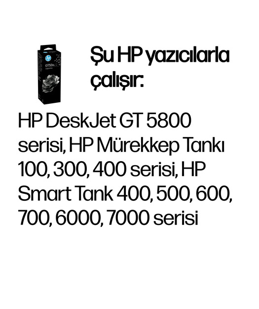 HP 1VV21AE Black Mürekkep Şişe 135 ml. (GT53XL)