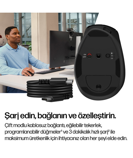 HP Tilt Ergonomic Mouse 720M - Siyah