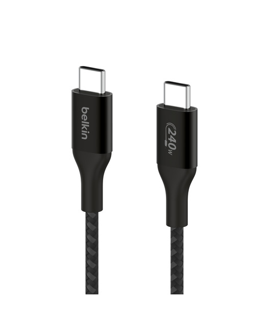 Belkin CAB015 BoostCharge Örgülü USB-C' den USB-C'ye 240W 1m Kablo - Siyah