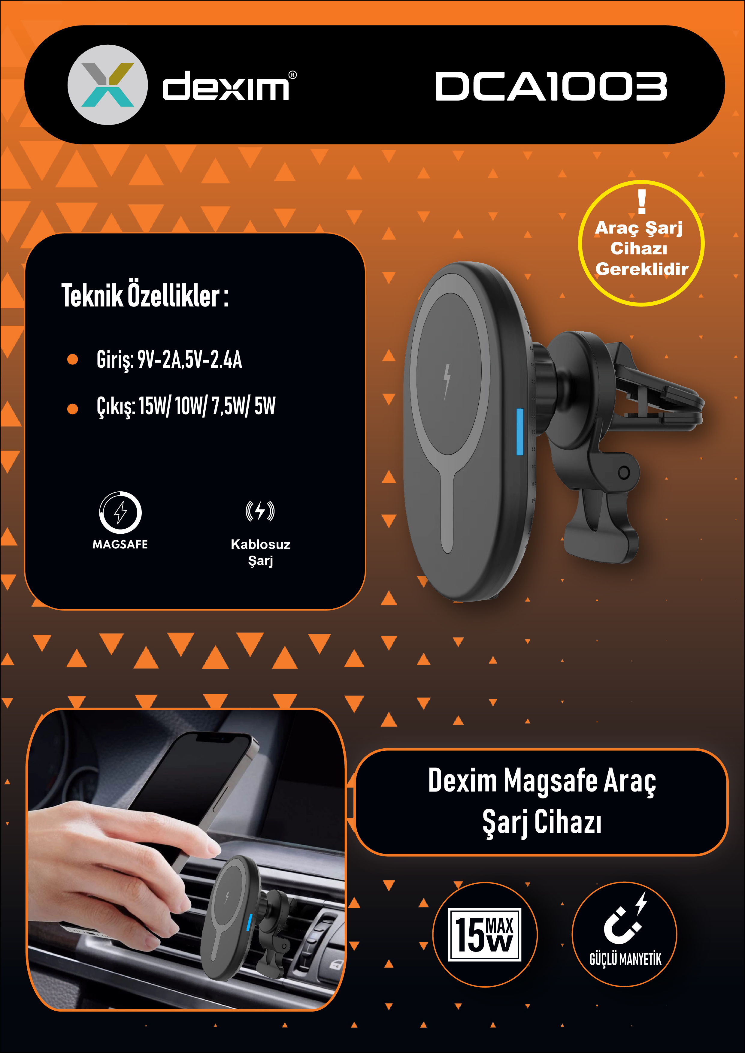 Dexim Magsafe Araç Şarj Cihazı