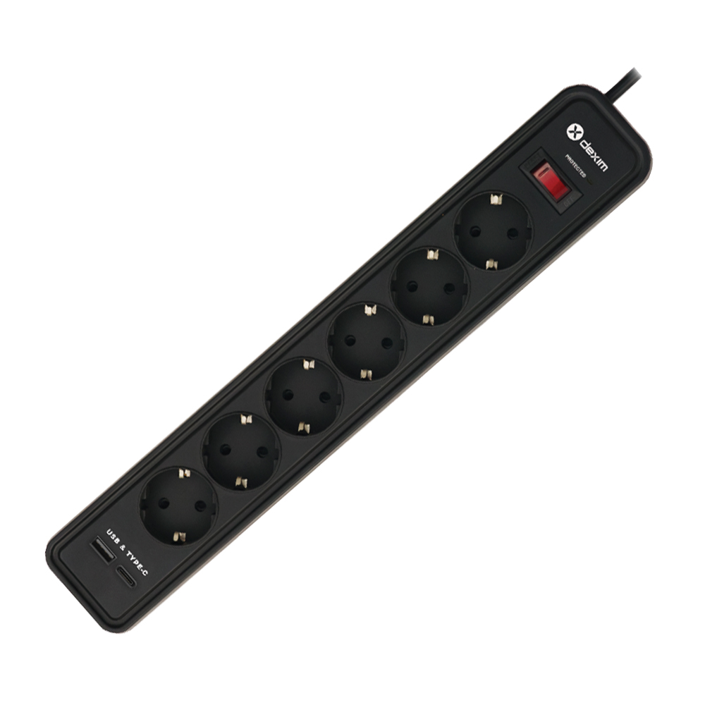 SP06AG 6 Port Akım Koruyucu Priz 1,5m kablo w/USB-A ve USB-C