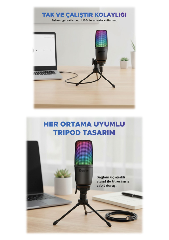 Dexim SME3 USB Kablolu RGB Mikrofon - DMK003
