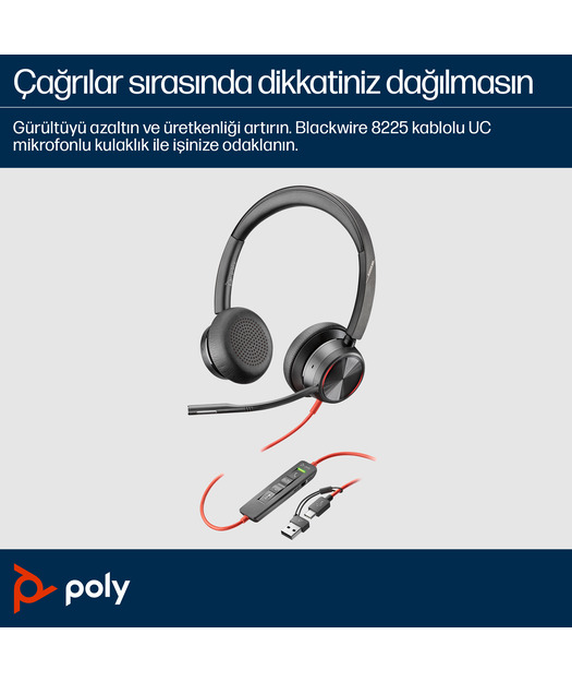 Poly BW 8225 Stereo USB-C HS +USB-C/A