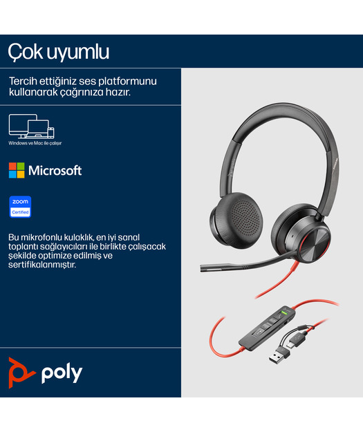 Poly BW 8225 Stereo USB-C HS +USB-C/A